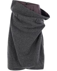 PILLINGS - Midi-Draped Wool Skirt - Lyst