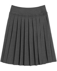 Ami Paris - Midi Pleated Wool Skirt - Lyst