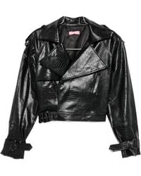 Twentyfourhaitch - New Bulut Croc-Effect Biker Jacket - Lyst