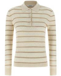 Max Mara - Ribbed Striped Polo Top - Lyst