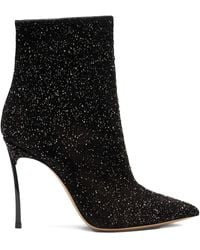 Casadei - 100Mm Universe Glitter-Embellished Pointed-Toe Boots - Lyst