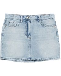 Patrizia Pepe - Fly Logo-Plaque Denim Mini Skirt - Lyst