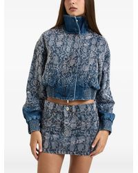 Liu Jo - Rhinestone-Embellished Snakeskin-Print Jacket - Lyst