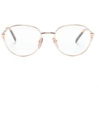Prada - Logo-Plaque Round-Frame Glasses - Lyst