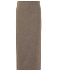 Brunello Cucinelli - Back-Vent Midi Pencil Skirt - Lyst