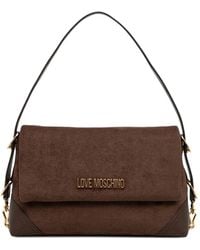 Love Moschino - Logo-Plaque Faux-Suede Tote Bag - Lyst