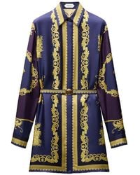 Versace - Printed Silk Twill Mini Dress - Lyst
