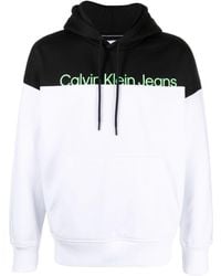 Calvin Klein - Hoodie bicolore à logo imprimé - Lyst
