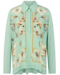 Marc Cain - Floral-Print Silk-Blend Blouse - Lyst