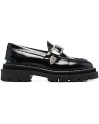 Sandro - Buckle-embellished Leather Loafers - Lyst