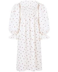 Sleeper - Atlanta Strawberry-Print Linen Midi Dress - Lyst