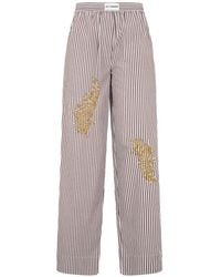 Des Phemmes - Sequin-Embellished Striped Trousers - Lyst