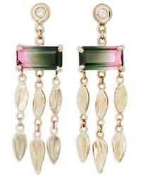 Jacquie Aiche - 14Ct Dangle Tourmaline And Diamond Earrings - Lyst