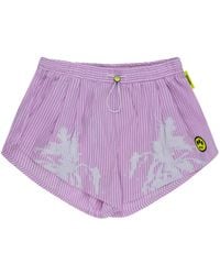 Barrow - Striped Logo-Print Mini Shorts - Lyst