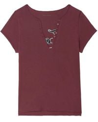 Zadig & Voltaire - Crystal-Embellished V-Neck T-Shirt - Lyst