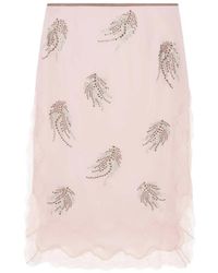 16Arlington - Liri Crystal-Embellished Lace-Trim Midi Skirt - Lyst