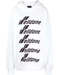 we11done - Multiple Front Logo Cotton Hoodie - Lyst