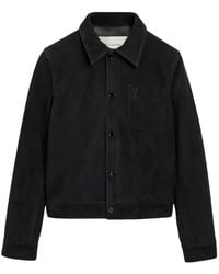 Ami Paris - Suede Leather Jacket With Embossed Ami De Coeur - Lyst