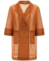 Herno - Double-Breasted Mesh Coat - Lyst