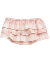 GIMAGUAS - Jardin Ruffled Checkered Shorts - Lyst