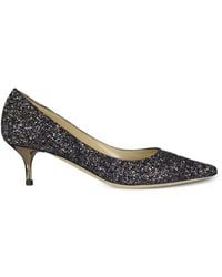 Jimmy Choo Aza Nude Shadow Coarse Glitter Fabric Pointy Toe Pumps