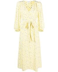 P.A.R.O.S.H. - Floral Silk Midi Dress With V-Neckline - Lyst