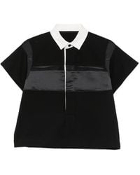Sacai - Ruffled-Sleeve Panelled Polo Top - Lyst
