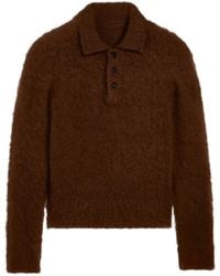 Ami Paris - Brushed-Finish Polo-Collar Jumper - Lyst