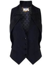 Elisabetta Franchi - Satin-Lapel Crêpe Waistcoat - Lyst