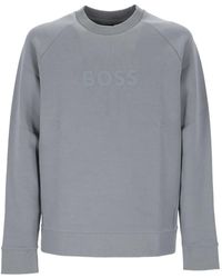 BOSS - Crewneck Sweatshirt With A Puffed Logo - Lyst