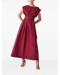 Willa - Lecia Belted Pleated Midi Dress - Lyst