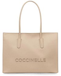 Coccinelle - Logo-Embossed Grained-Leather Tote Bag - Lyst