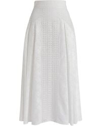 Alberta Ferretti - Eyelet Midi Skirt - Lyst