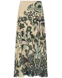 Johanna Ortiz - Poems Of The Sea Floral-print Midi Skirt - Lyst