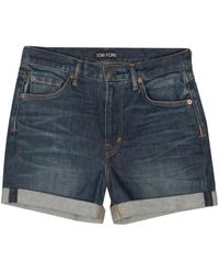 Tom Ford - Denim Shorts Met Logopatch - Lyst