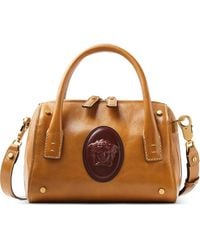 Versace - Roomy Small Leather Boston Bag - Lyst