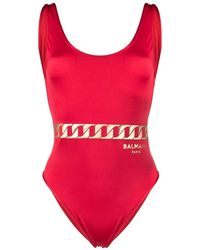 Balmain Badpak Met Logoprint in het Zwart Dames Kleding voor voor Strandkleding voor Zwem en badpakken 