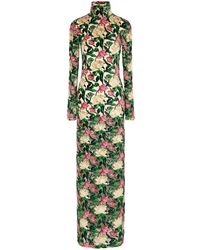 Rabanne - Floral-print High-neck Dress - Lyst