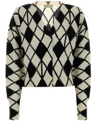 Blumarine - Sequin-Embellished Argyle Cardigan - Lyst