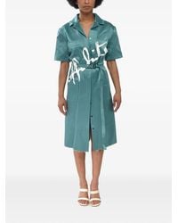 Off-White c/o Virgil Abloh - Logo-Print Raw-Cut Midi Dress - Lyst