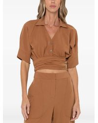 JBQ - Halle Wrap-Around Cropped Blouse - Lyst