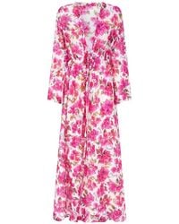 Bikinville - Bouganvillea Print Drawstring-Waist Beach Cover-Up - Lyst