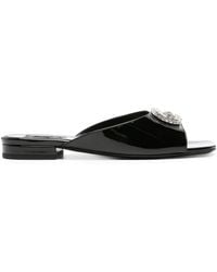 Gucci - Double G Leren Slippers - Lyst