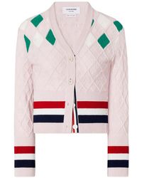 Thom Browne - Argyle Pointelle Cardigan - Lyst