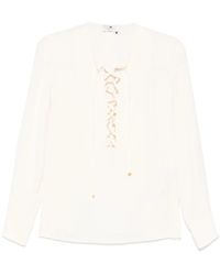 Elisabetta Franchi - Georgette Blouse Met Veters - Lyst