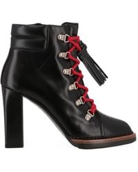 Tod's - Lace-Up Tassel Leather Ankle Boots - Lyst