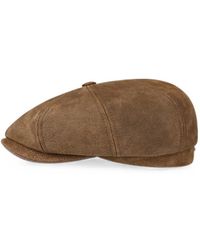 Stetson - Panelled Leather Flat Cap - Lyst