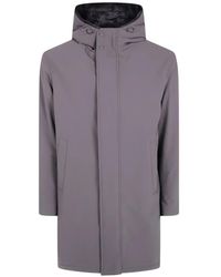 Herno - Manteau À Capuche Bordée De Fourrure Artificielle - Lyst