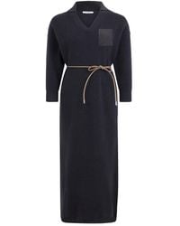 Peserico - V-Neck Ribbed Maxi Dress - Lyst