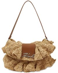 KARL LAGERFELD - Raffia Ruffle Shoulder Bag - Lyst